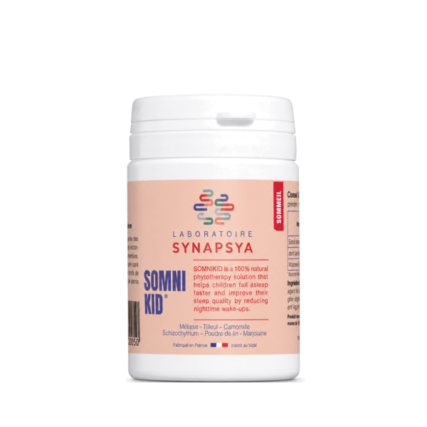 Somnikid supplement bottle with English packaging